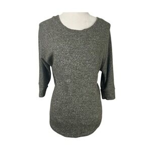 CHERISH Distressed Cutout Back Knit Sweater Top 3/4 Sleeve Olive Green
